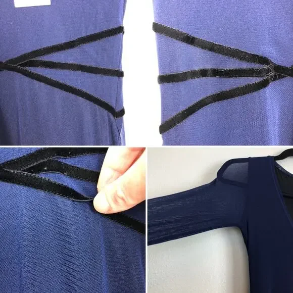 Fuzzi Velvet Long Sleeve Asymmetrical Maxi Dress - Picture 14 of 16